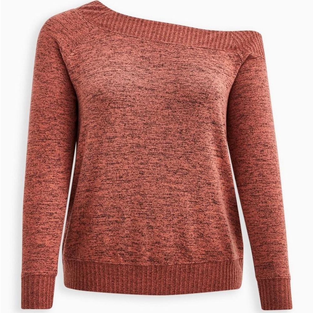 TORRID NWT Off-Shoulder Super Soft Plush Rib Trim Sweatshirt